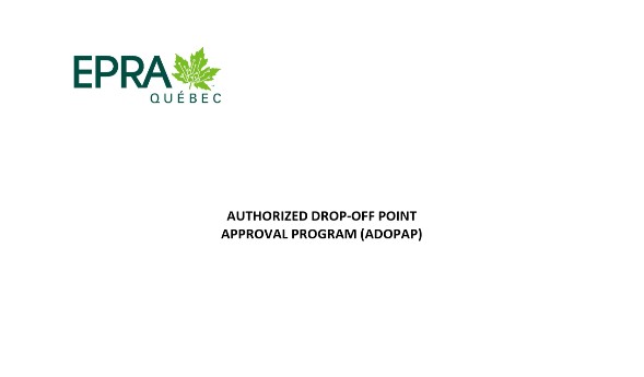 title page of AUTHORIZED DROP-OFF POINT APPROVAL PROGRAM (ADOPAP)